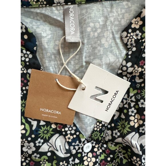 NWT Summer Dress Lounge House Navy Flower Pattern Elbow Sleeve Noracora Size XL - Picture 6 of 6